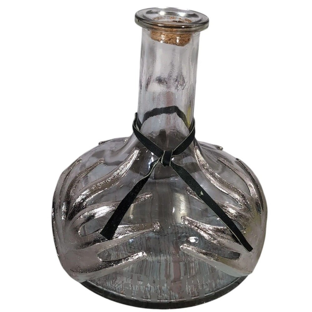 Vintage Don Julio REAL Tequila Anejo Empty Decanter Bottle Metal Leaves 7" x 6"